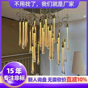 非标工程灯现代风格玻璃吊灯长条入户玄关水滴吊灯别墅楼梯挑空灯