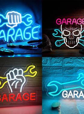 热款车库维修工具LED造型亚克力背板装饰氛围灯扳手霓虹灯