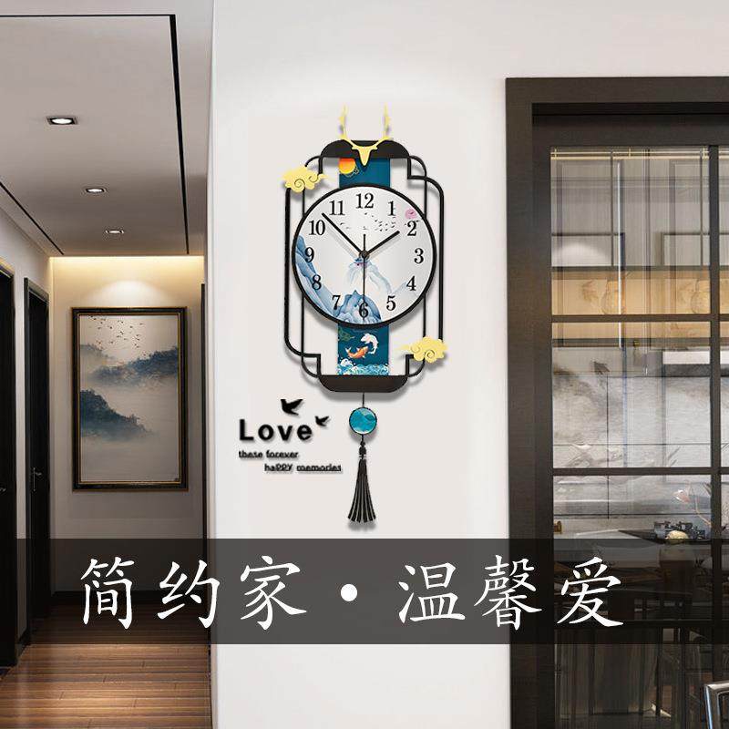 中式网红钟表挂钟客厅家用新款时钟挂墙时尚简约现代装饰创意餐厅