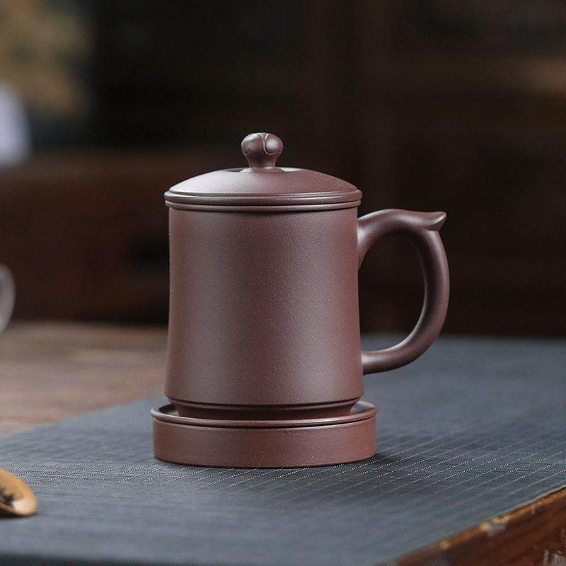紫砂宜兴纯手工名家士家用内胆茶杯五件大容量茶具带盖