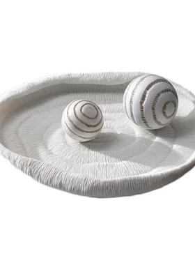 肌理盘现代简约圆形几何树脂托盘摆件样板房客茶桌面果盘软装饰品