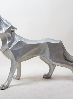 北欧风格树脂工艺品狼图腾家居创意礼品动物几何摆件乔迁送礼佳品