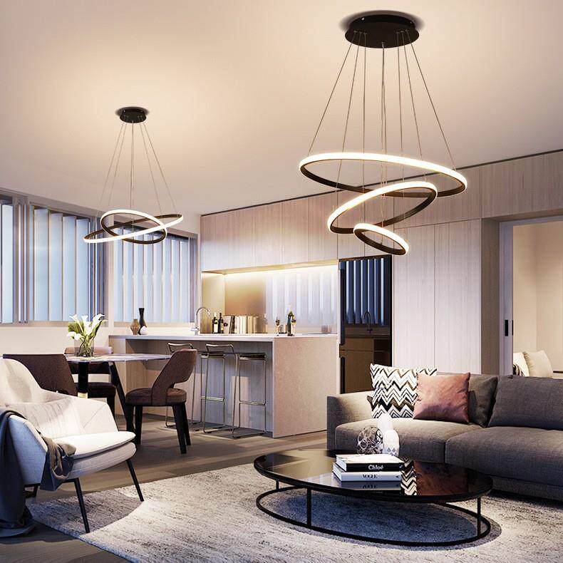 北欧现代简约铝材LED圆圈圈吊灯客厅餐厅创意个性艺术装饰灯具