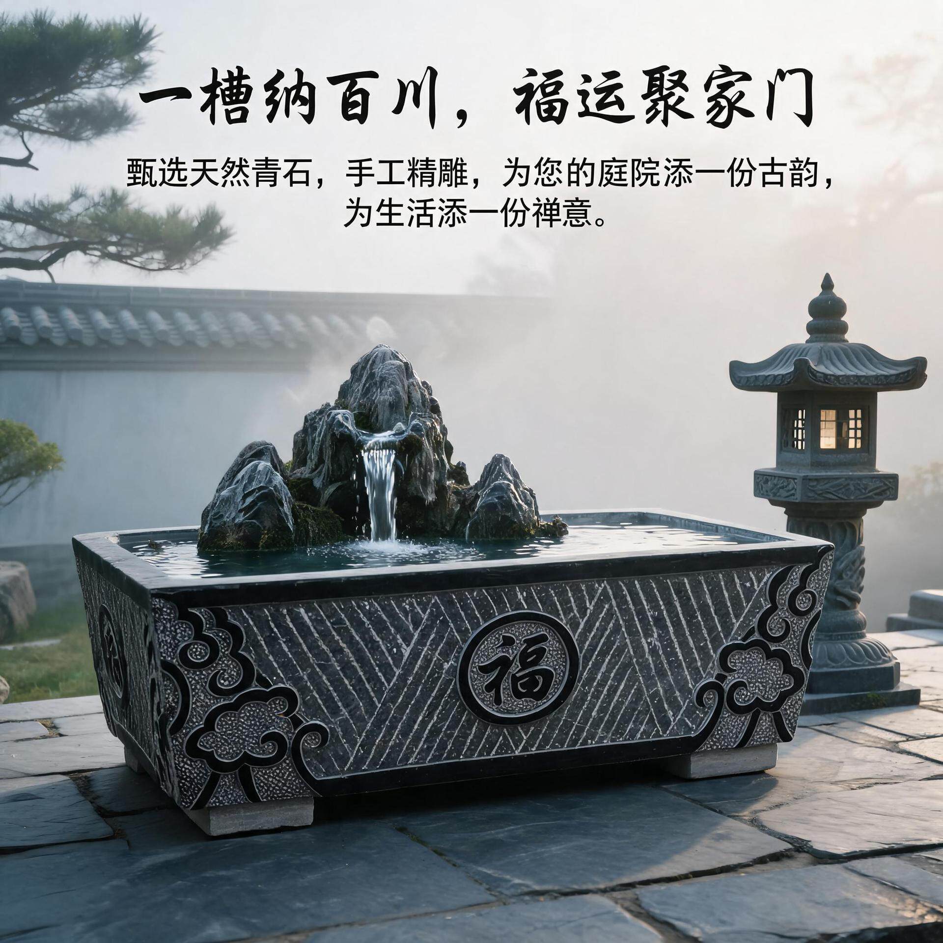 石雕鱼缸花盆家用庭院流水摆件天然青石纯手工荷花缸石缸石槽门海