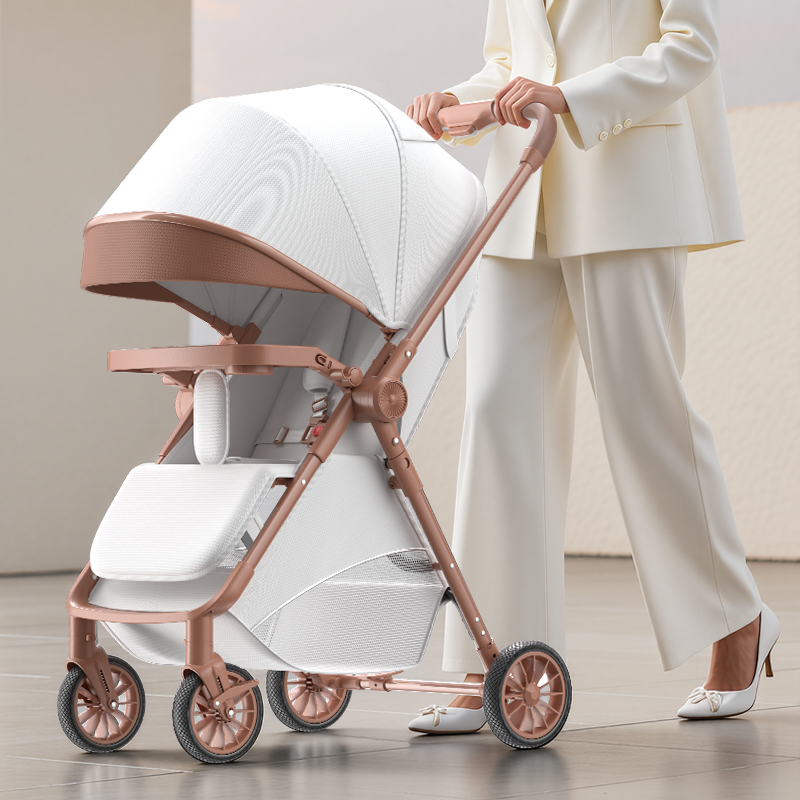 婴儿推车可坐可躺双向推行轻便宝宝手推车新生儿婴儿车一键收车
