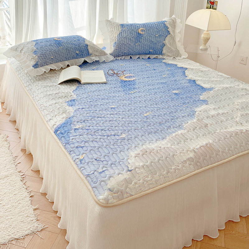 冰丝乳胶凉席三件套床裙款夏季可水洗机洗空调软席子带花边床罩笠,床上用品,乳胶席,淘宝优惠券,粉丝福利购,淘宝优惠卷