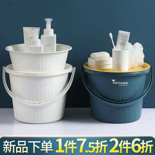 脸盆洗澡拖把圆洗衣桶 塑料水桶家用储水用学生宿舍用洗漱桶盆套装