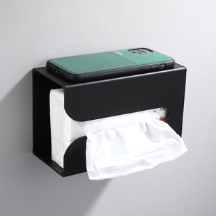 黑色厨房卫生间通用纸巾盒抽纸盒家用倒挂壁挂式纸抽盒客厅免打孔