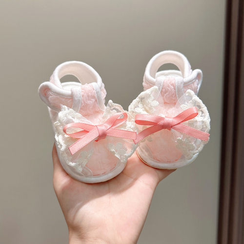 夏季婴儿软底蕾丝蝴蝶结公主凉鞋