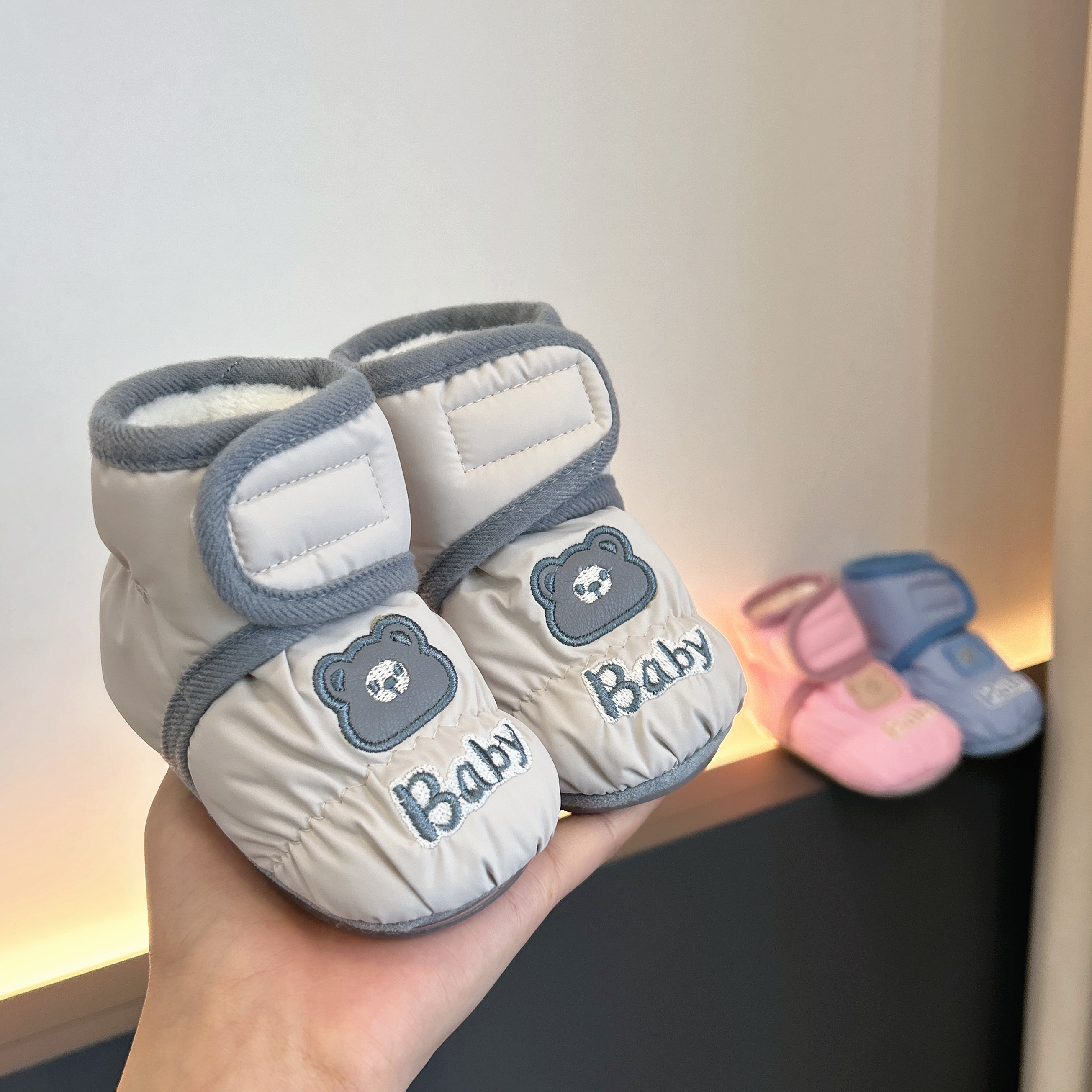 冬季婴儿加绒加厚保暖步前鞋