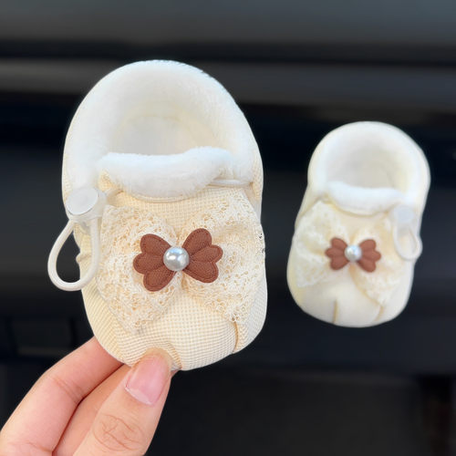 冬季婴儿加绒加厚软底抽绳保暖鞋