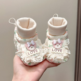 婴儿袜鞋女宝宝软底鞋公主风新生儿鞋子0-3月春秋款6到12个月冬款