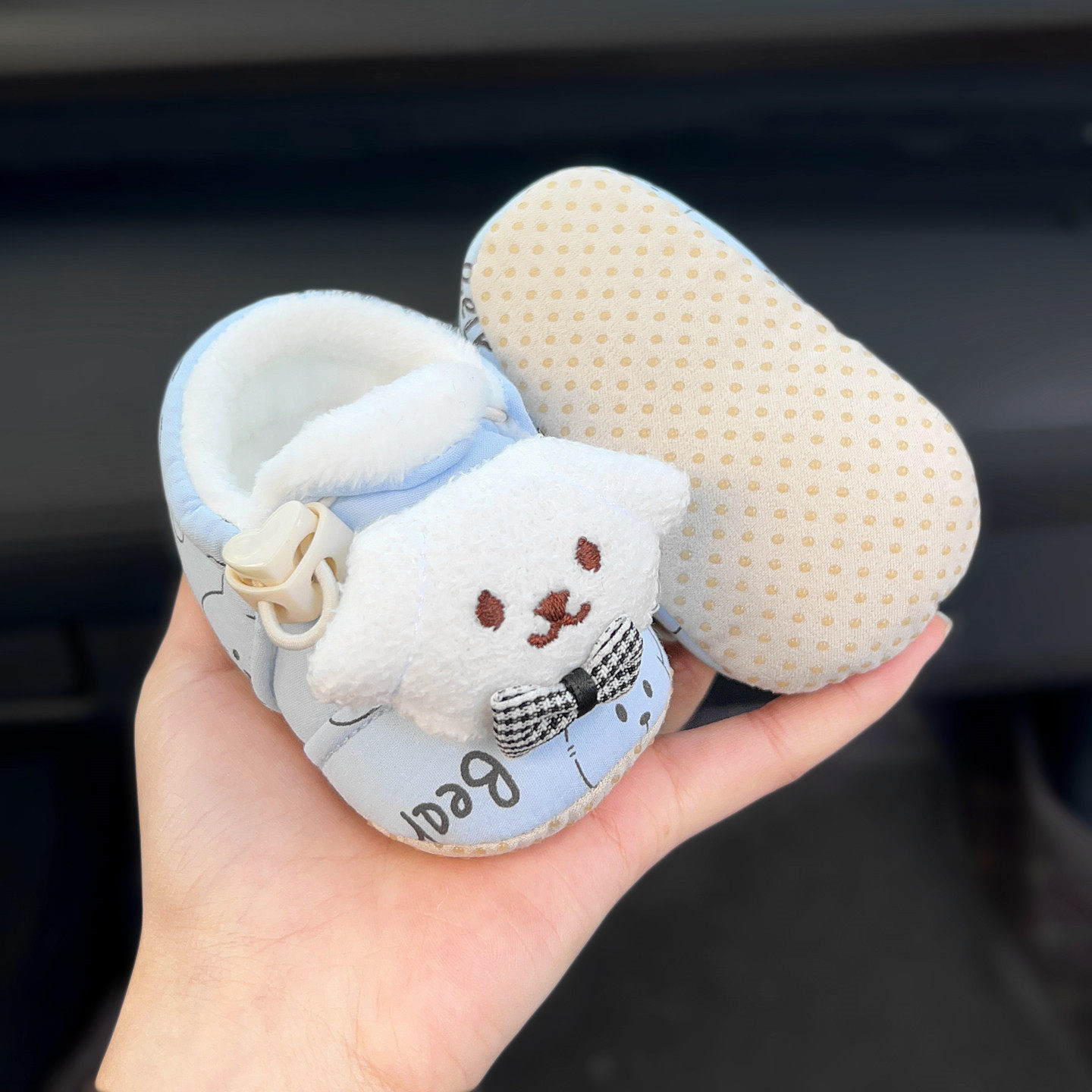 婴儿加绒保暖卡通学步棉鞋