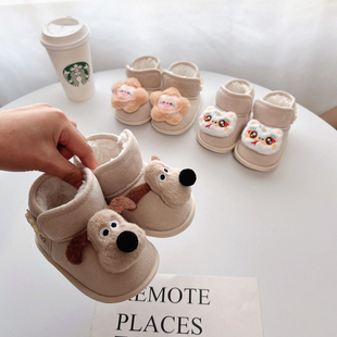 婴儿鞋子冬季男女宝宝棉鞋小月龄婴幼儿加绒雪地靴软底1岁学步鞋