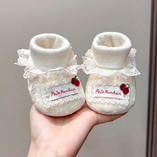 12个月公主鞋 1岁女宝宝加厚加绒保暖软底防掉6 袜 春秋冬婴儿鞋