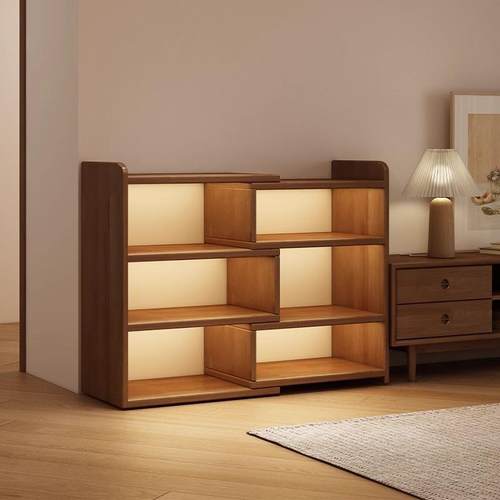 实木生态板书架可伸缩转角书柜床边落地置物架学生桌面多层储物柜