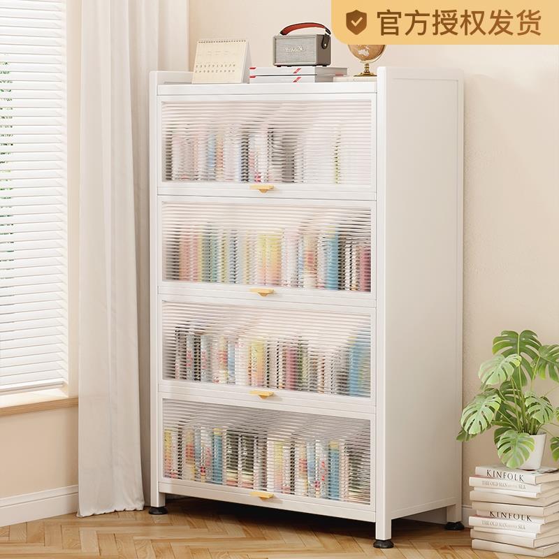 钢制儿童书架家用防尘带门书柜客厅卧室多层落地铁皮收纳柜储