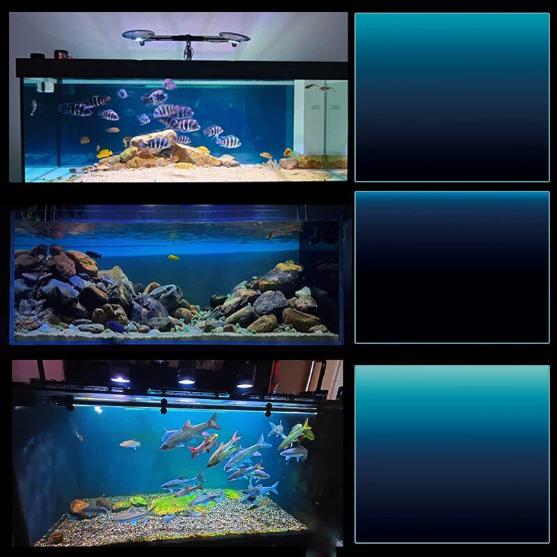 渐变色水族箱造景装饰壁纸新款鱼缸背景专用贴纸画蓝青白正面自粘