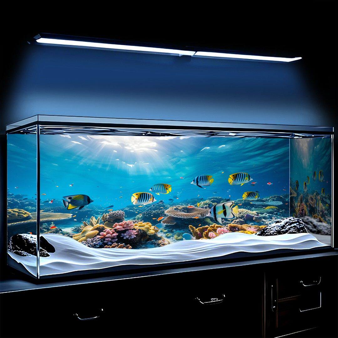 5d立体画高清图海底3d造景水族箱装饰画壁纸新款鱼缸背景专用贴纸