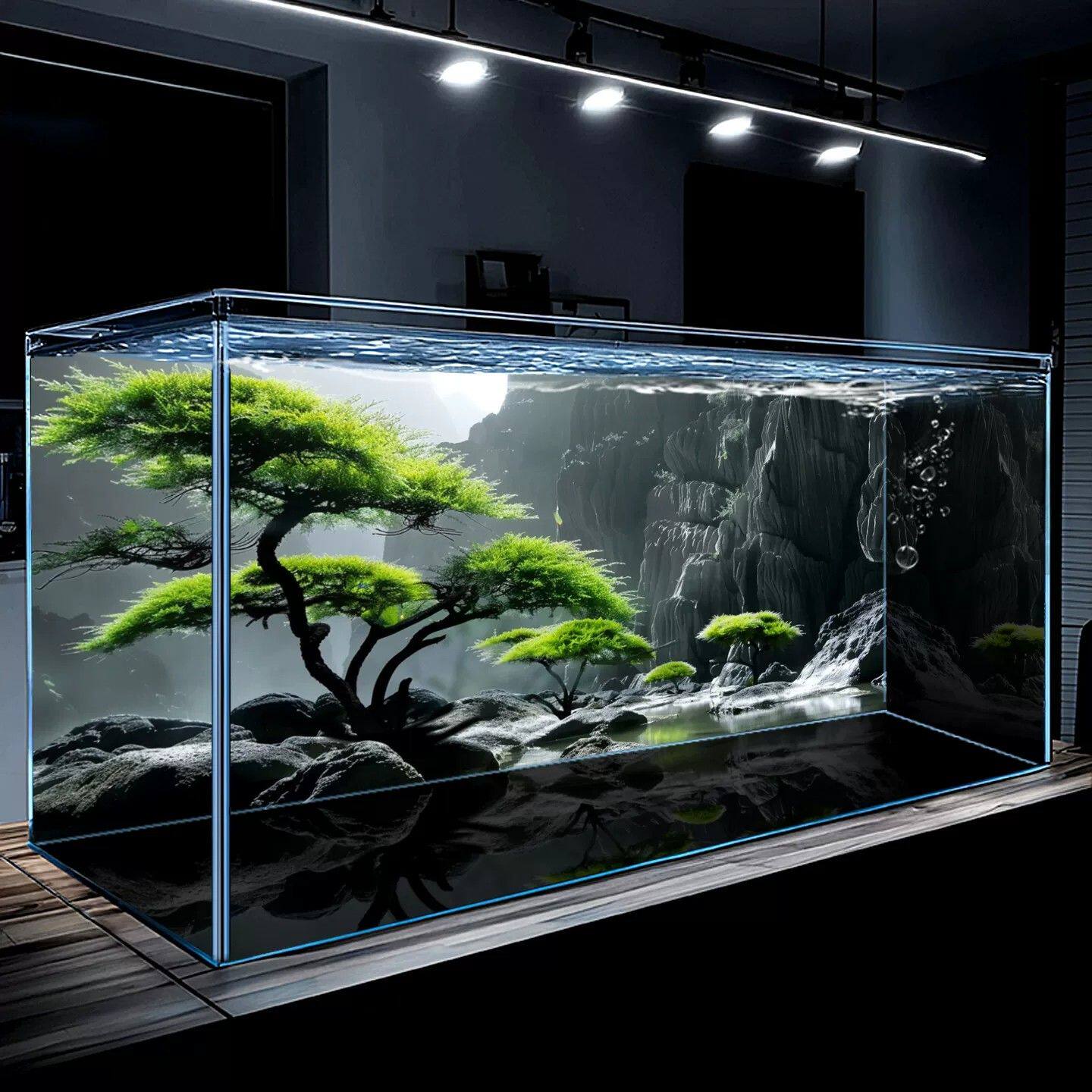 5d立体画高清图水草缸溪流缸水族箱造景装饰壁纸鱼缸背景专用贴纸