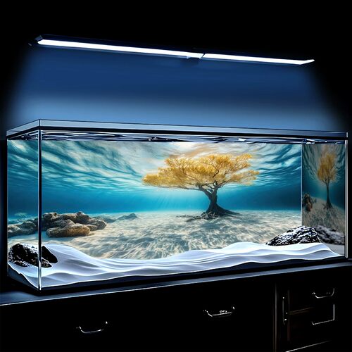 鱼缸背景专用贴纸5d立体高清图3d壁纸生态溪流缸造景正胶装饰贴画