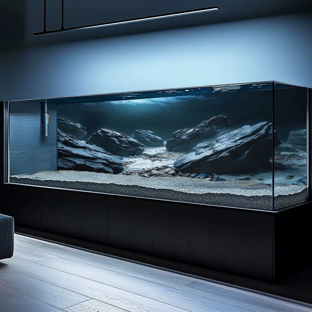 溪流缸岩石造景装饰画鱼缸背景贴纸3d立体高清图5d水族箱正胶壁纸