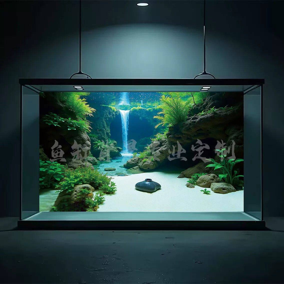 海底海草鱼缸背景纸画高清图5d立体壁纸水族箱贴纸壁画造景装饰画