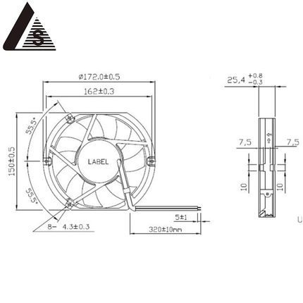 CGD17225H24B大风量17CM 17225 24V变频器0.54A超薄散热风扇