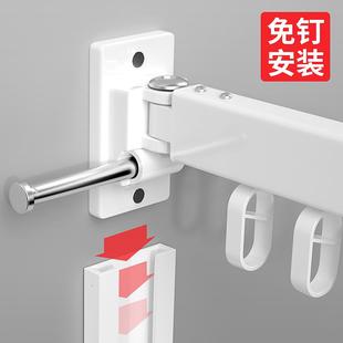 家用壁挂伸缩晾衣杆晒棉被凉衣架 免打孔折叠晾衣架阳台隐形侧装