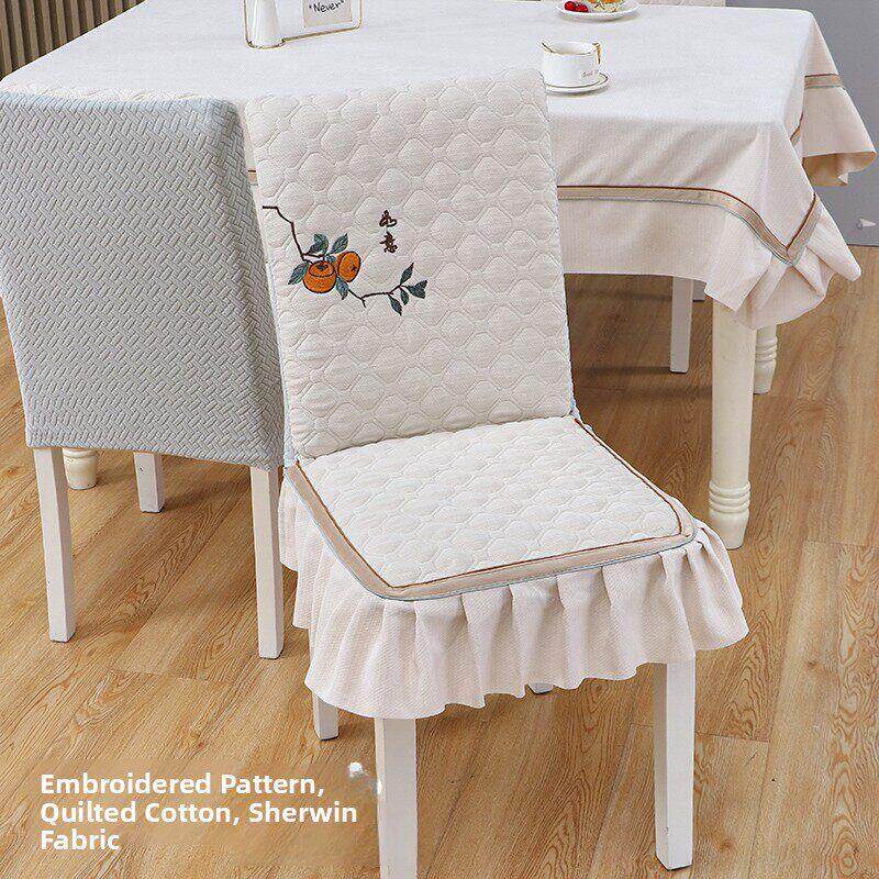 餐桌椅子套罩全包弹力餐厅凳子垫四季防滑雪尼尔软包实木直背椅套