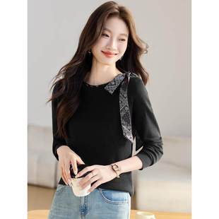 毛线衣系带套头针织打底衫 圆领毛衣女秋冬季 宽松短款 时尚 2025新款