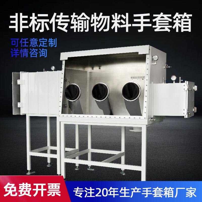 不锈钢手套箱厌氧两个方形过渡舱进出锂电池氮气体置换无尘干燥箱