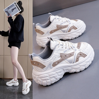 透气网面轮胎底女款老爹鞋