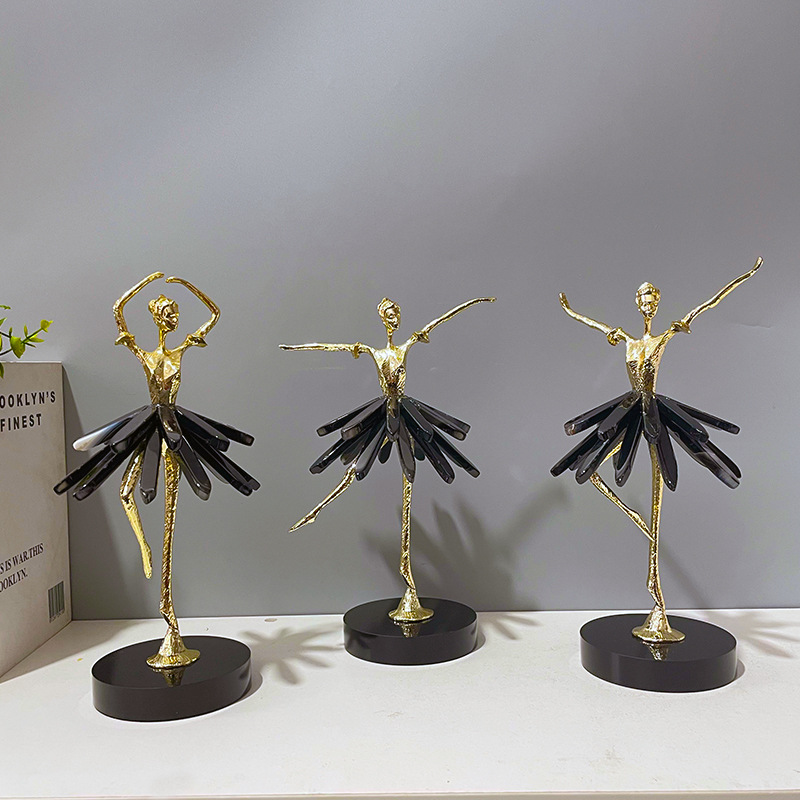 欧式轻奢合金舞蹈摆件桌面创意人物礼物礼品水晶装饰工艺品 厂