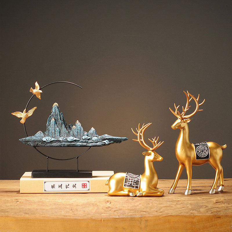 工厂 古典山水摆件新中式客厅茶几装饰品书房办公室桌家居玄关