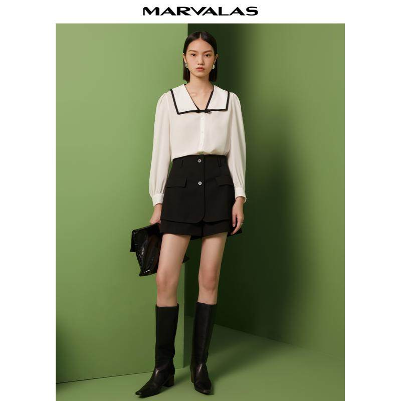 【廖廖粉丝专属】曼德诗雪纺衬衫女2025春季复古