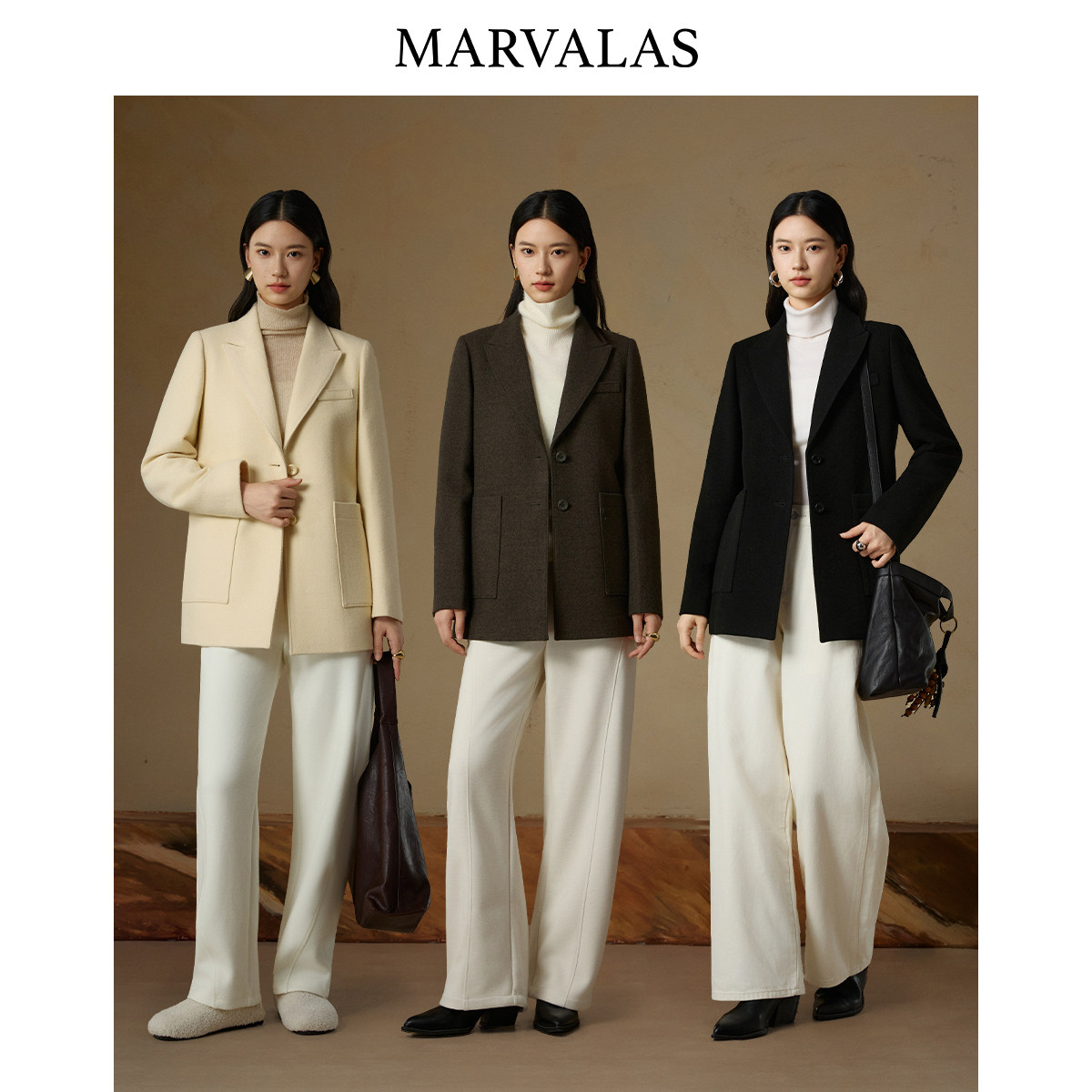 【粉丝专属】曼德诗绵羊毛混纺大衣2025冬季新款时尚纯色百