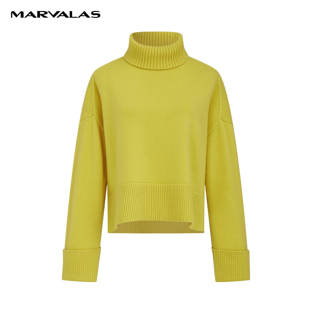 【粉丝专属】曼德诗高领毛衣女2023冬季新款短款全羊毛针织套头衫