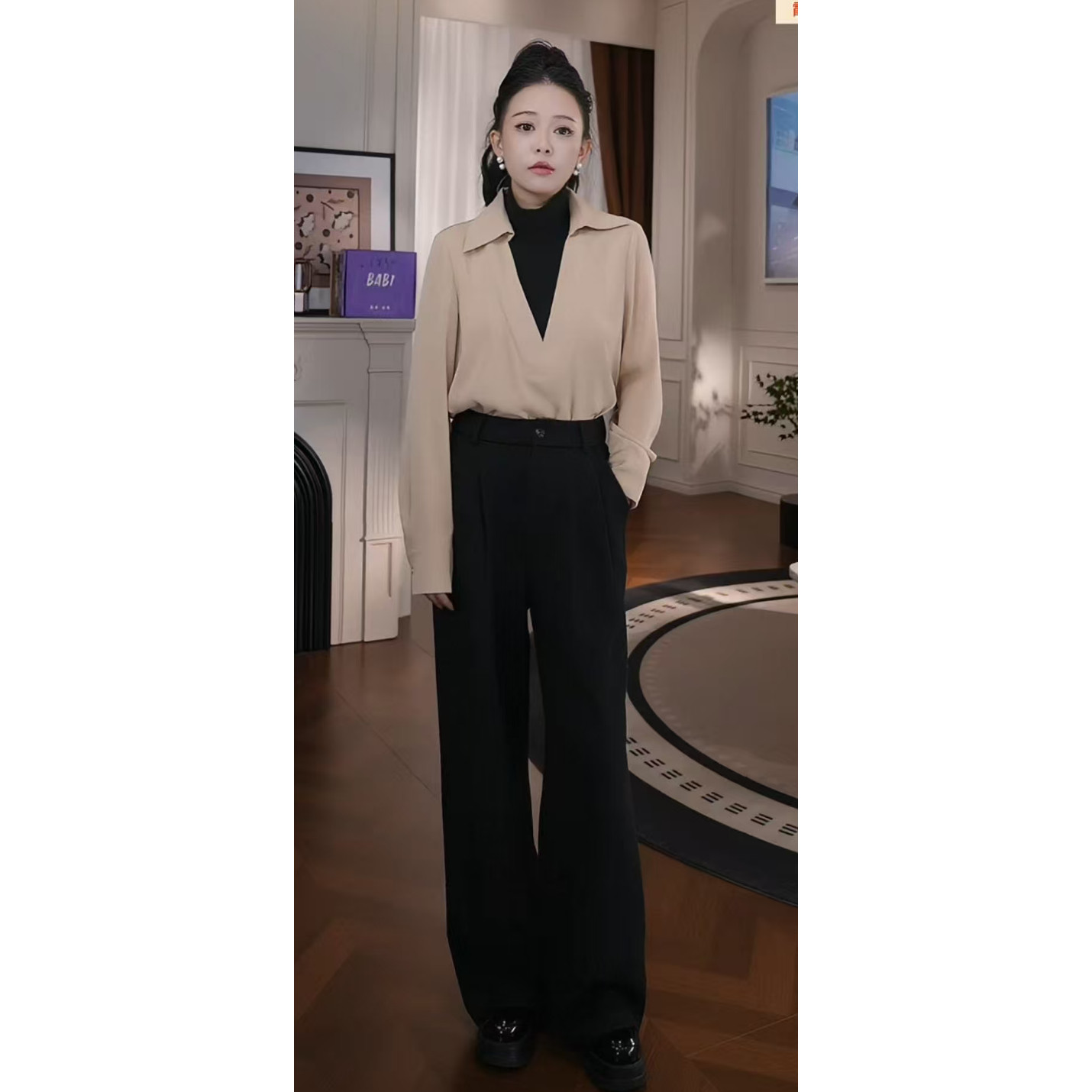 【廖廖粉丝专属】新春上新纯色圆领领衬衫Y311301695