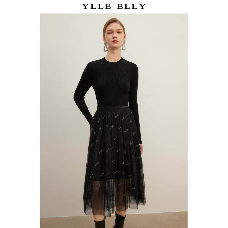 【粉丝专属】YLLEELLY假两件拼接连衣裙女2024秋冬新款纯色绵