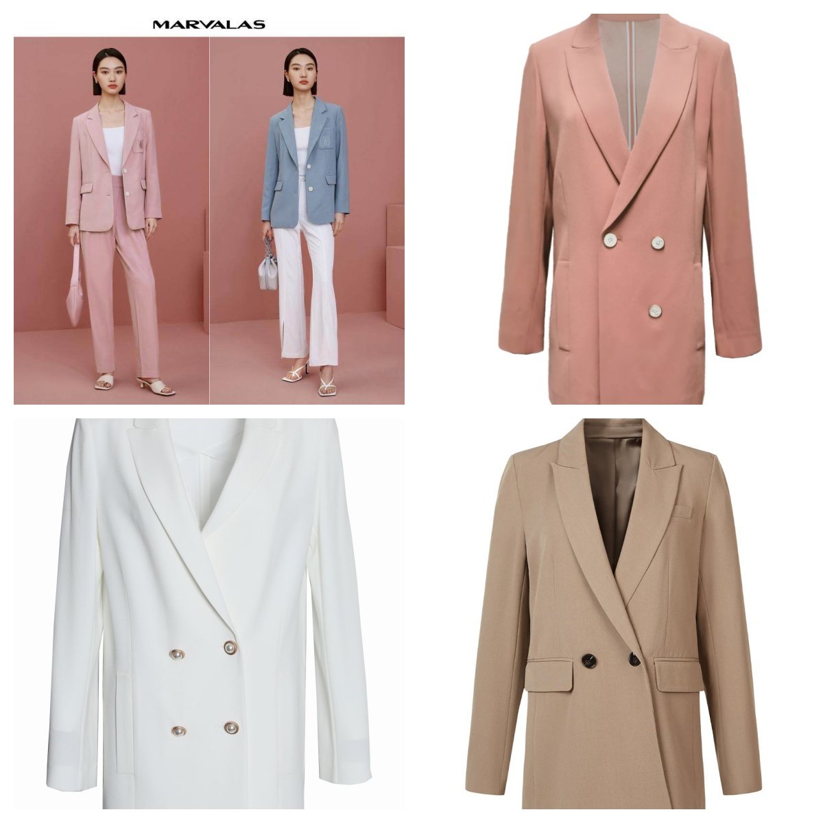 【廖廖粉丝专享】曼德诗浅粉色时尚西服春季新款