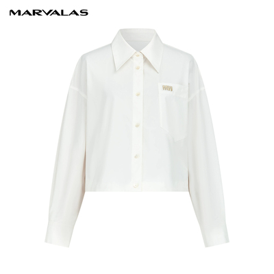 【廖廖粉丝专享】曼德诗廓形衬衫装纯色宽松简约百搭棉衬衣