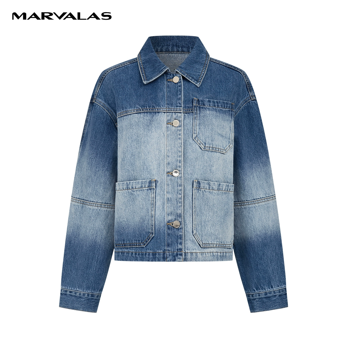 【粉丝专属】曼德诗长袖牛仔外套春装新款时尚百搭渐变上衣女M420,女装/女士精品,短外套,淘宝优惠券,粉丝福利购,淘宝优惠卷