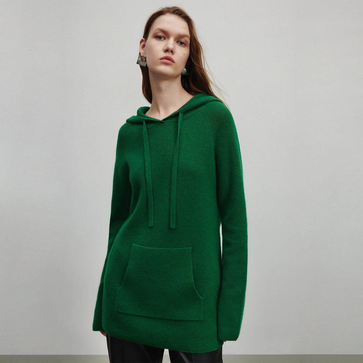 【呼呼严选粉丝专属】、遮肉百搭连帽针织衫女秋时尚卫衣式绵羊毛