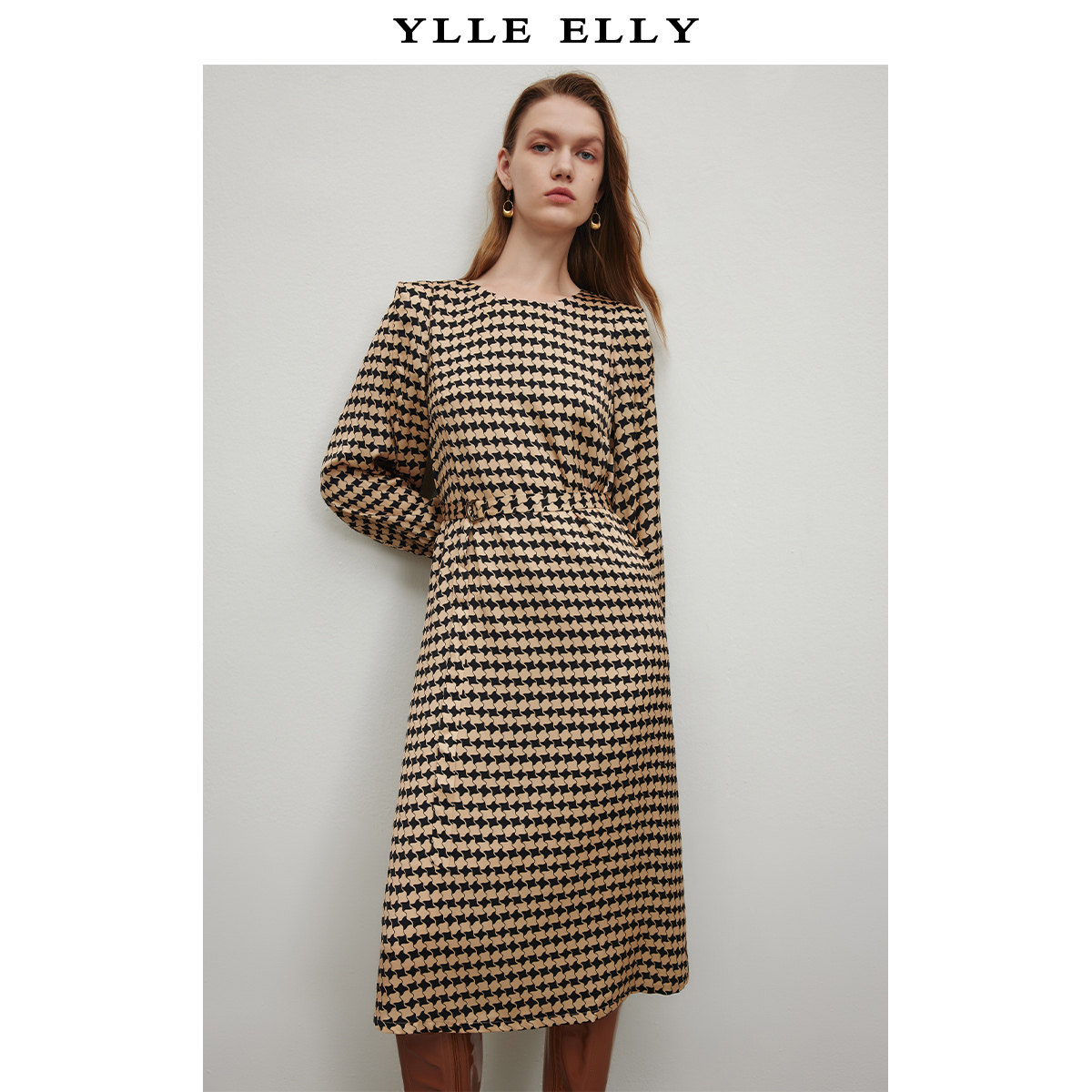 【粉丝专属】优雅气质连身裙女2025春季新款设计感黄黑长裙