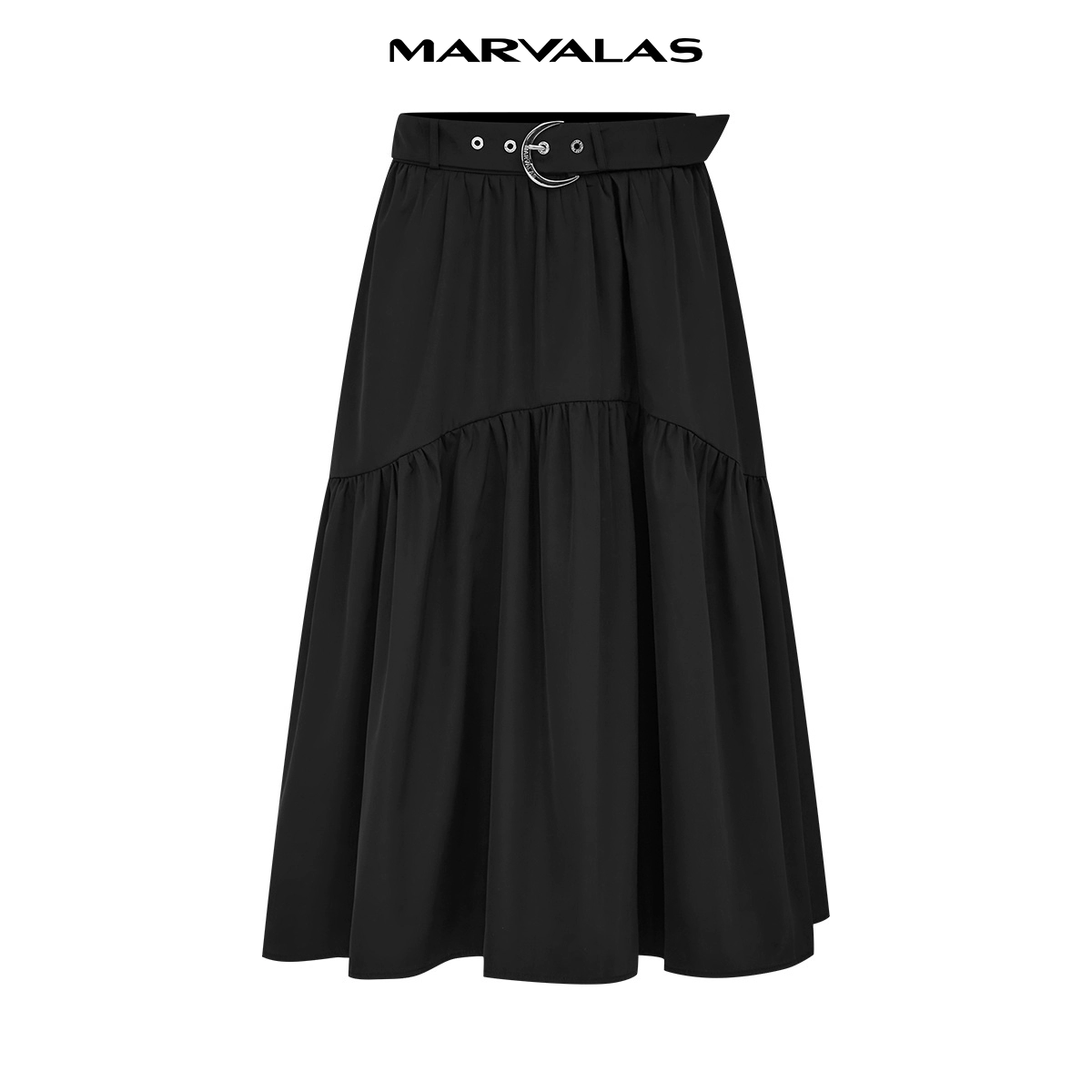 【粉丝专属】【商场同款】曼德诗A摆春装新款荷叶边褶皱半身裙M20