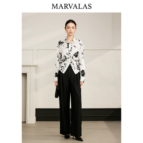 【廖廖粉丝专享】曼德诗印花小衫时尚立体暗纹提花扭