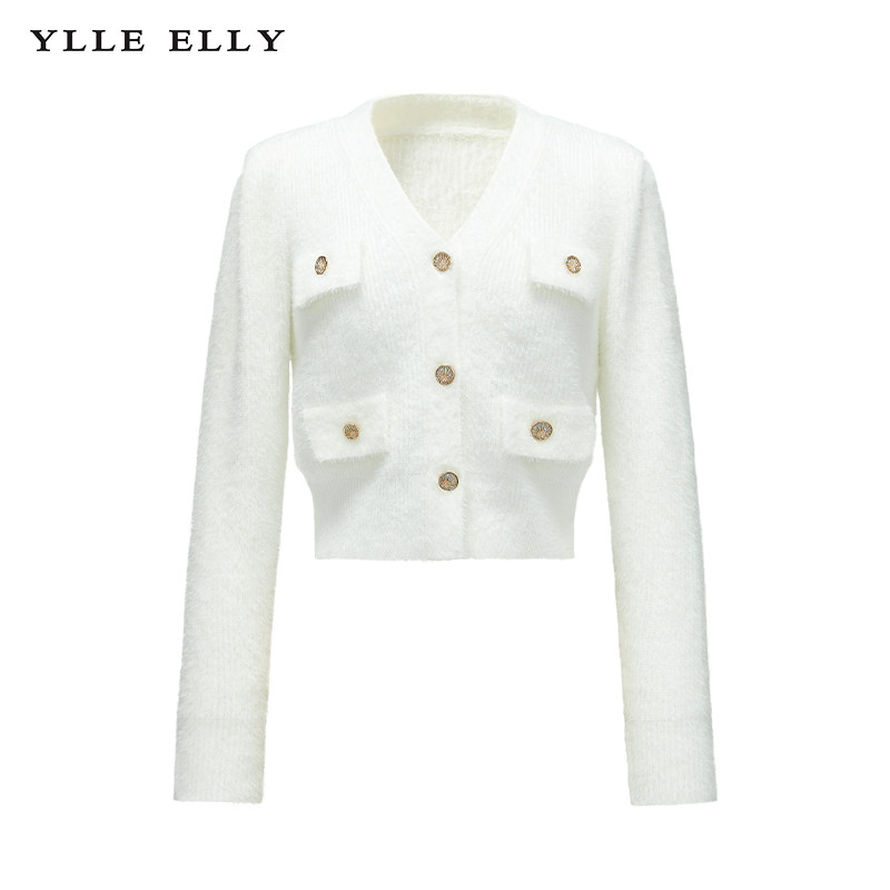 【廖廖粉丝专享】【曼德诗】时尚长袖气质设计感秋冬新款毛针织衫