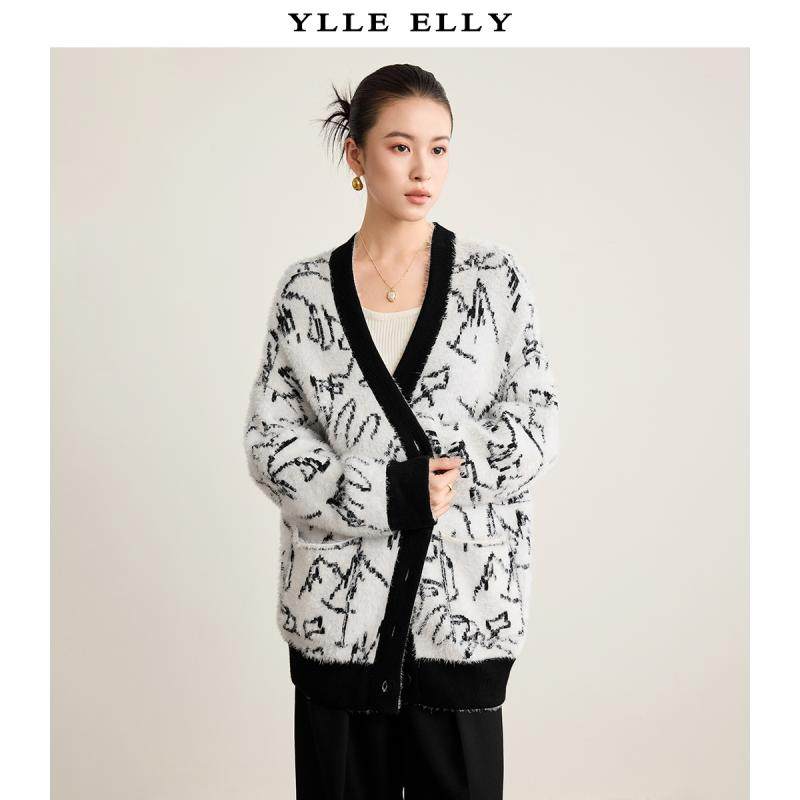 【廖廖粉丝专属】YLLE ELLY毛针织衫女秋冬新款时尚百搭慵懒V
