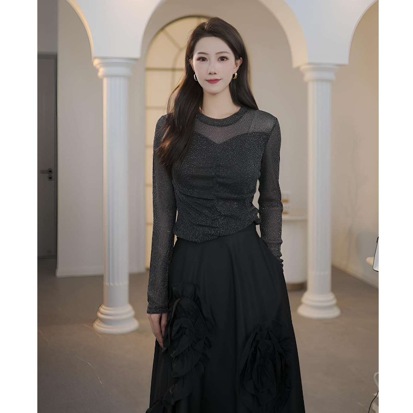 【粉丝专属】曼德诗休闲风时尚套装中长款蕾丝多巴胺穿搭上衣